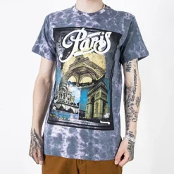 Bluzki^Royalfashion Szara bawełniana koszulka męska z printem gołębi szary