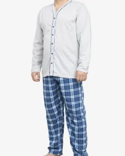 Piżamy^Royalfashion Szara piżama męska zapinana na guziki gołębi szary