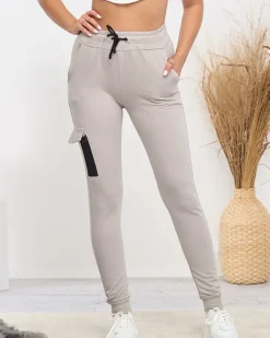 Spodnie Dresowe^Royalfashion Szare damskie bawełniane spodnie dresowe Jasny szary