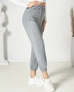 Spodnie Dresowe|Spodnie Materiałowe^Royalfashion Szare spodnie damskie typu dresy gołębi szary