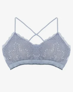 Codzienne|Bralet^Royalfashion Szaro - niebieski damski koronkowy biustonosz typu braletka Ecru