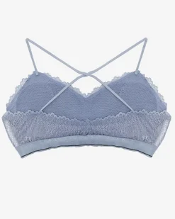 Codzienne|Bralet^Royalfashion Szaro - niebieski damski koronkowy biustonosz typu braletka Ecru