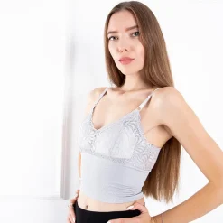 Bralet^Royalfashion Szary biustonosz damski z elastycznym dołem gołębi szary