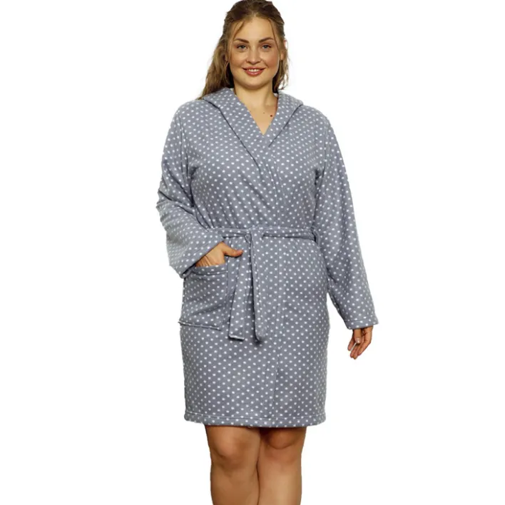 Szlafroki|Plus Size^Royalfashion Szary damski szlafrok w kropki PLUS SIZE