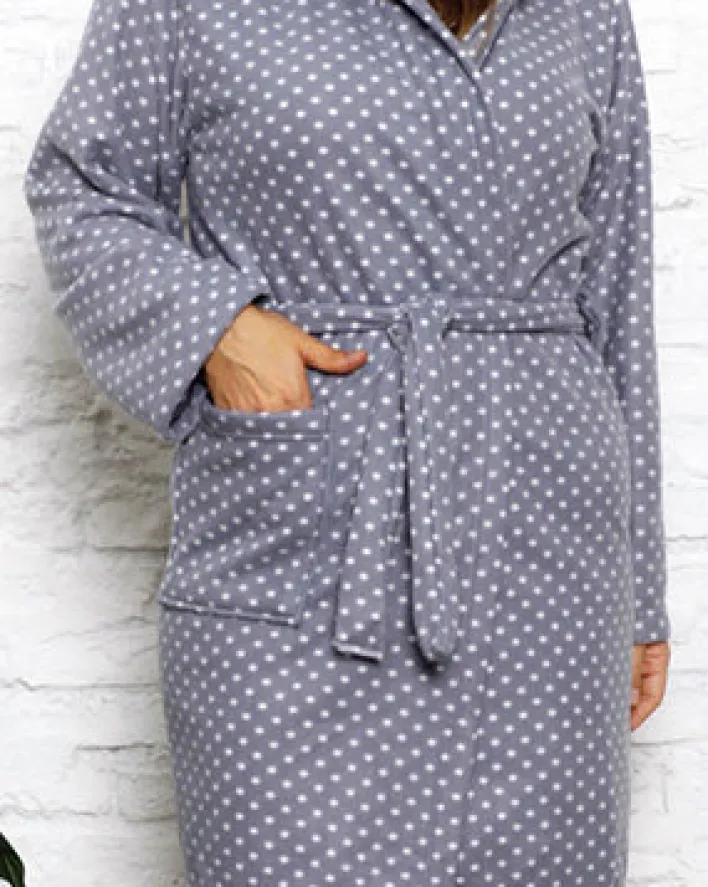 Szlafroki|Plus Size^Royalfashion Szary damski szlafrok w kropki PLUS SIZE
