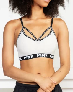 Sportowe^Royalfashion Szary sportowy stanik damski z napisami gołębi szary