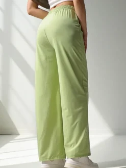 Spodnie Materiałowe^Royalfashion Szerokie spodnie damskie zielony