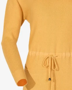 Sukienki Długie^Royalfashion Żółta damska sukienka swetrowa z golfem żółty