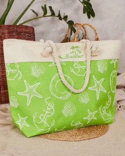 Torebki Shoppers^Royalfashion Tkaninowa torba w wakacyjny wzór na ramię zielony