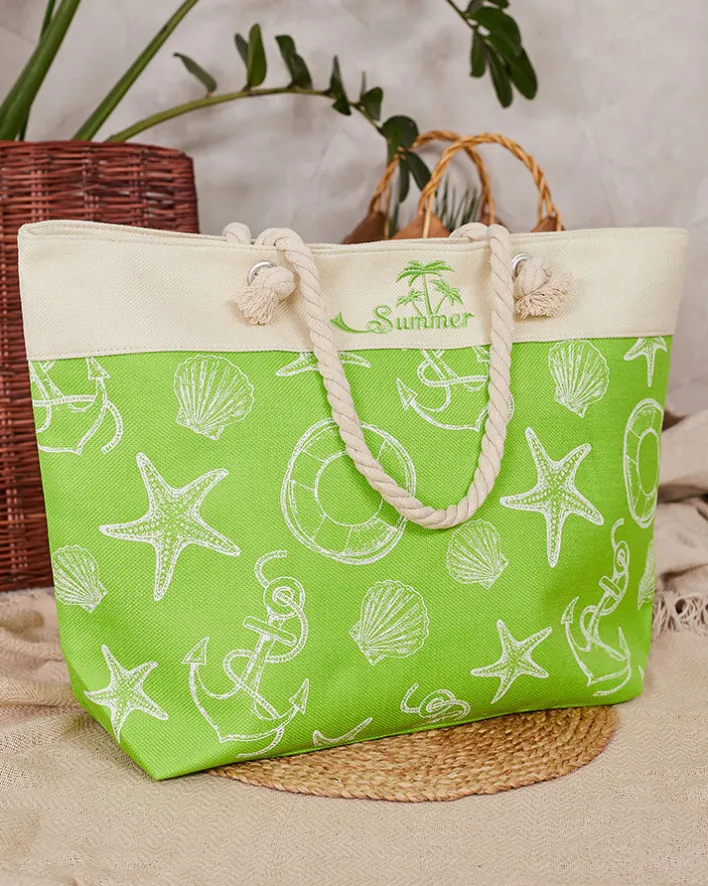 Torebki Shoppers^Royalfashion Tkaninowa torba w wakacyjny wzór na ramię zielony