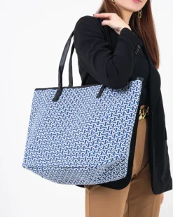 Materiałowe|Torebki Shoppers^Royalfashion Torba w kolorze niebieskim z printem Ecru