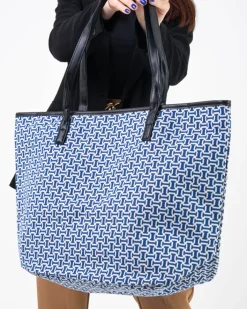 Materiałowe|Torebki Shoppers^Royalfashion Torba w kolorze niebieskim z printem Ecru