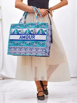 Materiałowe^Royalfashion Torebka materiałowa Amour Vibes mięta