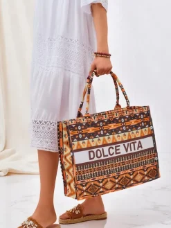 Materiałowe^Royalfashion Torebka materiałowa Dolce Vita Mood brązowy