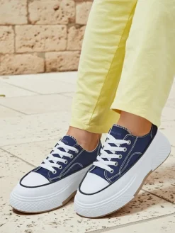 Ugc|Trampki^Royalfashion Trampki damskie na platformie Beemes Granatowy