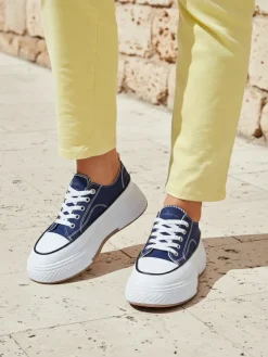 Ugc|Trampki^Royalfashion Trampki damskie na platformie Beemes Granatowy