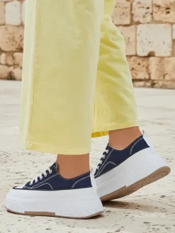 Ugc|Trampki^Royalfashion Trampki damskie na platformie Beemes Granatowy