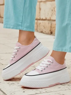 Ugc|Trampki^Royalfashion Trampki damskie na platformie Beemes różowy