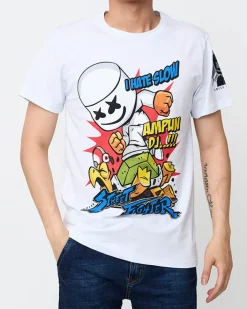 Bluzki^Royalfashion T-shirt męski z nadrukiem w kolorze m biały