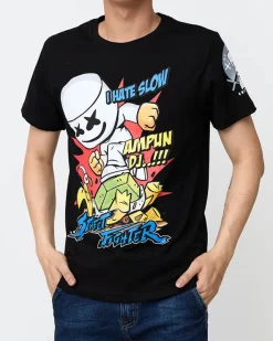 Bluzki^Royalfashion T-shirt męski z nadrukiem w kolorze m czarny