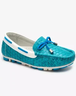 Dziewczęce^Royalfashion Turkusowe dziecięce mokasyny Dannad turkusowy