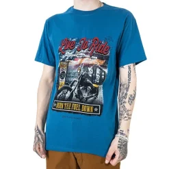 Bluzki^Royalfashion bawełniany męski t-shirt z kolorowym nadrukiem turkusowy