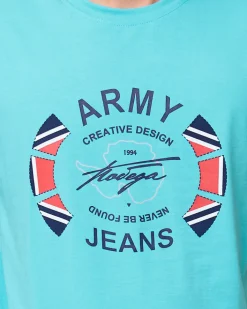 Bluzki^Royalfashion męski t-shirt z nadrukiem turkusowy