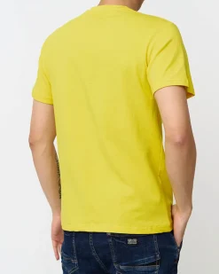 Bluzki^Royalfashion Żółty męski t-shirt z nadrukiem żółty