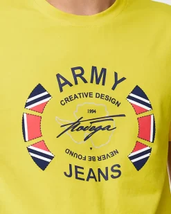 Bluzki^Royalfashion Żółty męski t-shirt z nadrukiem żółty