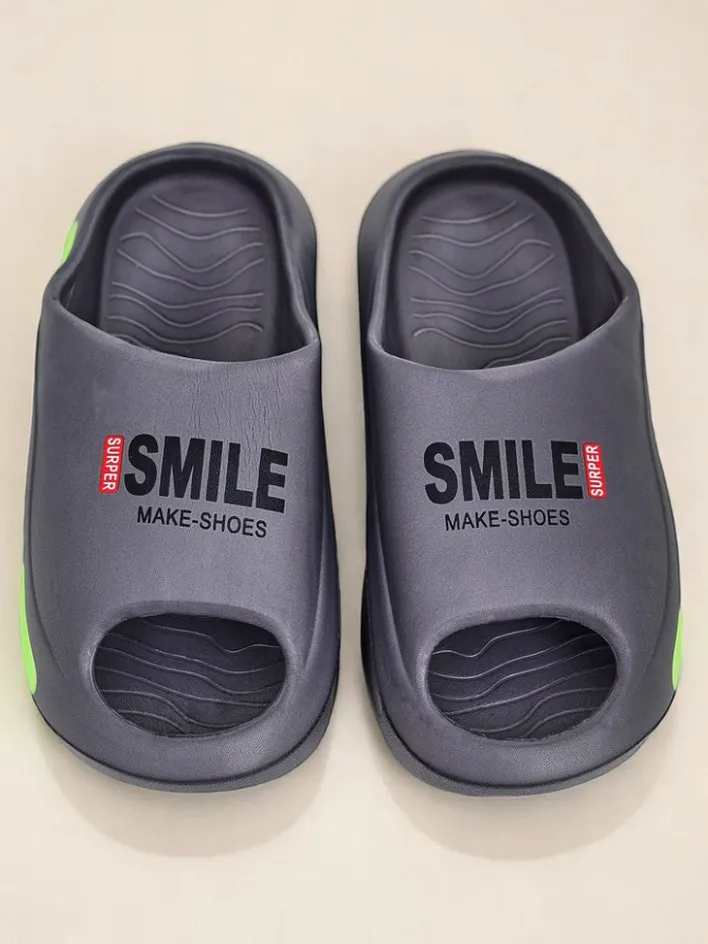 Klapki|Klapki Płaskie^Royalfashion Uniwersalne gumowe klapki Super Smile gołębi szary