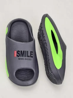 Klapki|Klapki Płaskie^Royalfashion Uniwersalne gumowe klapki Super Smile gołębi szary