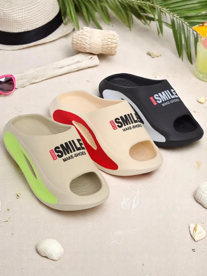 Klapki|Klapki Płaskie^Royalfashion Uniwersalne gumowe klapki Super Smile gołębi szary