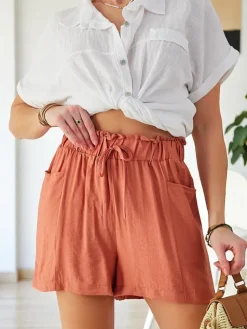 Szorty|Krótkie Spodenki^Royalfashion Wiskozowe krótkie spodenki damskie różowy