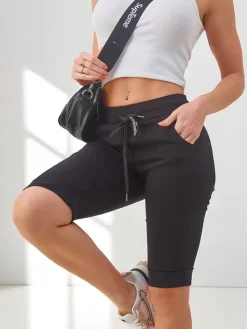 Spodenki 3/4|Szorty^Royalfashion Wiskozowe materiałowe krótkie spodenki damskie do kolana czarny