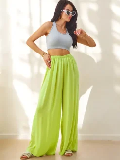 Spodnie Materiałowe^Royalfashion Wiskozowe proste spodnie damskie materiałowe zielony