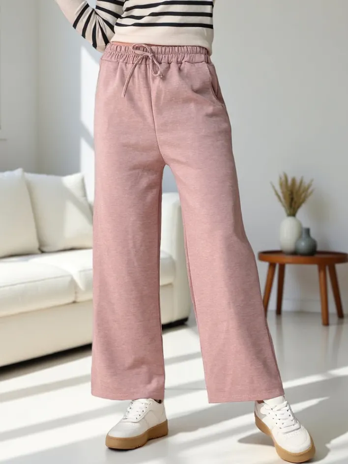 Spodnie Materiałowe|Spodnie Dresowe^Royalfashion Wiskozowe szerokie spodnie damskie dresowe jasny brązowy