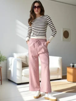 Spodnie Materiałowe|Spodnie Dresowe^Royalfashion Wiskozowe szerokie spodnie damskie dresowe jasny brązowy