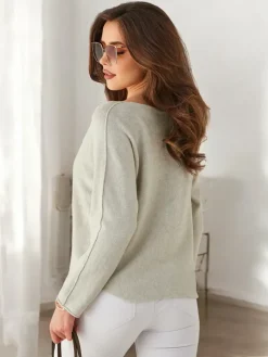 Swetry^Royalfashion Wiskozowy cienki damski sweterek beżowy