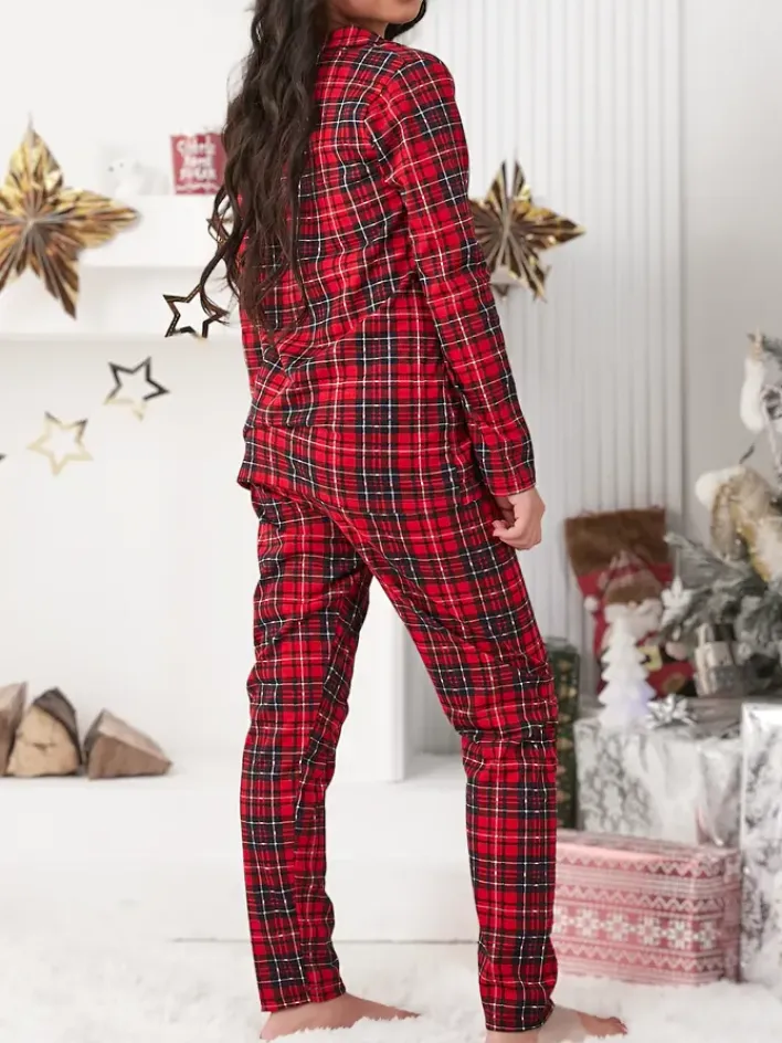 Bielizna|Piżamy^Royalfashion Świąteczna dziecięca piżama bawełniana w kratkę