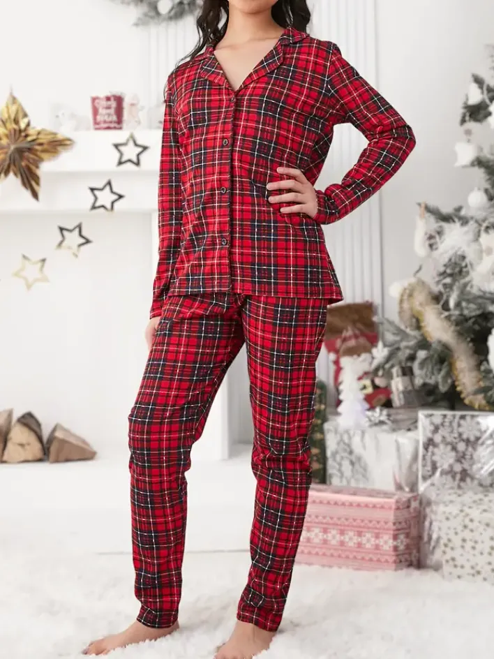 Bielizna|Piżamy^Royalfashion Świąteczna dziecięca piżama bawełniana w kratkę