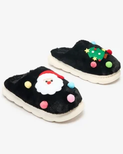 Kapcie^Royalfashion Świąteczne damskie kapcie w kolorze m Fertemse czarny