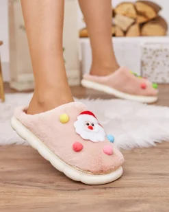 Kapcie^Royalfashion Świąteczne damskie kapcie w kolorze m Fertemse różowy