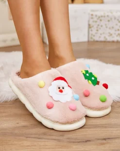 Kapcie^Royalfashion Świąteczne damskie kapcie w kolorze m Fertemse różowy