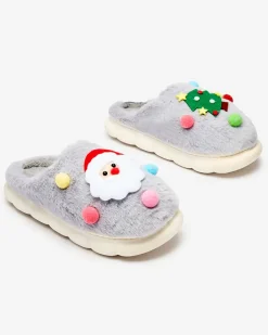 Kapcie^Royalfashion Świąteczne damskie kapcie w kolorze szarym Fertemse gołębi szary