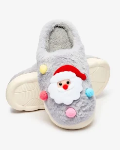 Kapcie^Royalfashion Świąteczne damskie kapcie w kolorze szarym Fertemse gołębi szary