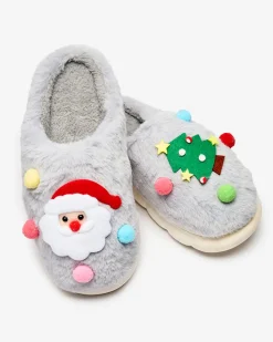 Kapcie^Royalfashion Świąteczne damskie kapcie w kolorze szarym Fertemse gołębi szary