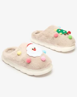 Kapcie^Royalfashion Świąteczne damskie kapcie w kolorze jasnom Fertemse brązowy