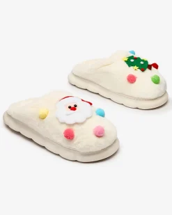 Kapcie^Royalfashion Świąteczne damskie kapcie w kolorze m Fertemse biały