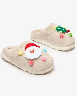 Kapcie^Royalfashion Świąteczne damskie kapcie w kolorze m Fertemse beżowy