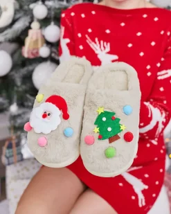 Kapcie^Royalfashion Świąteczne damskie kapcie w kolorze m Fertemse beżowy